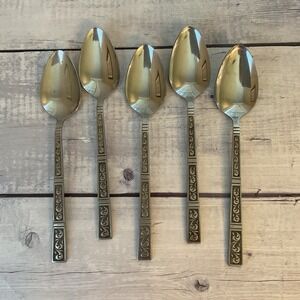 Riviera RIF4 Stainless Flatware Japan Set Of‎ 5 Oval Place Spoons MCM Vintage